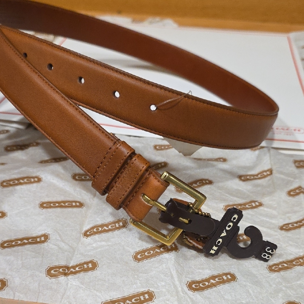 New, Vintage Coach Tan Leather Bridle Belt - Picture 2 of 16